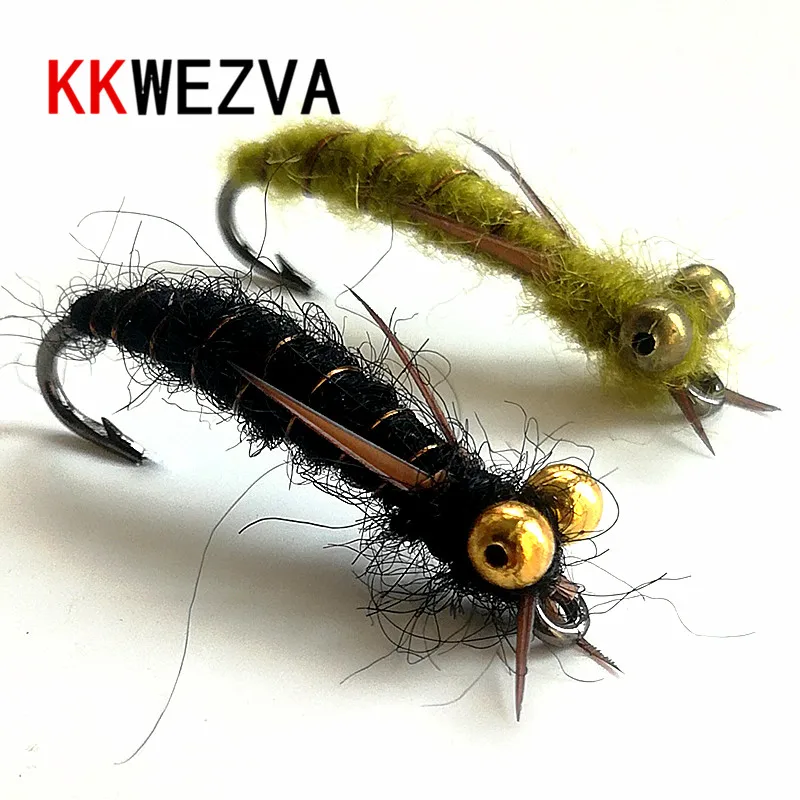 

KKWEZVA 18pcs wet insects Fly fishing lure made of dragonfly larvae bright copper wire material Nymph Trout Fly Fishing Bait