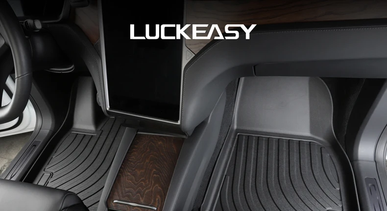 LUCKEASY автомобиля Применим при всех типах погоды коврик для Tesla модель X(5)- TPE дизайн стиль всепогодные коврики 3 шт./компл