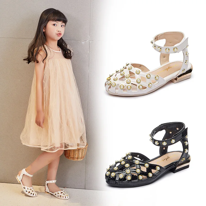 Fashion Soft Bottom Children Sandals Little Girls Shoes For Summer Princess Sandal Kids Child rivet bead Single Shoe 3-12T