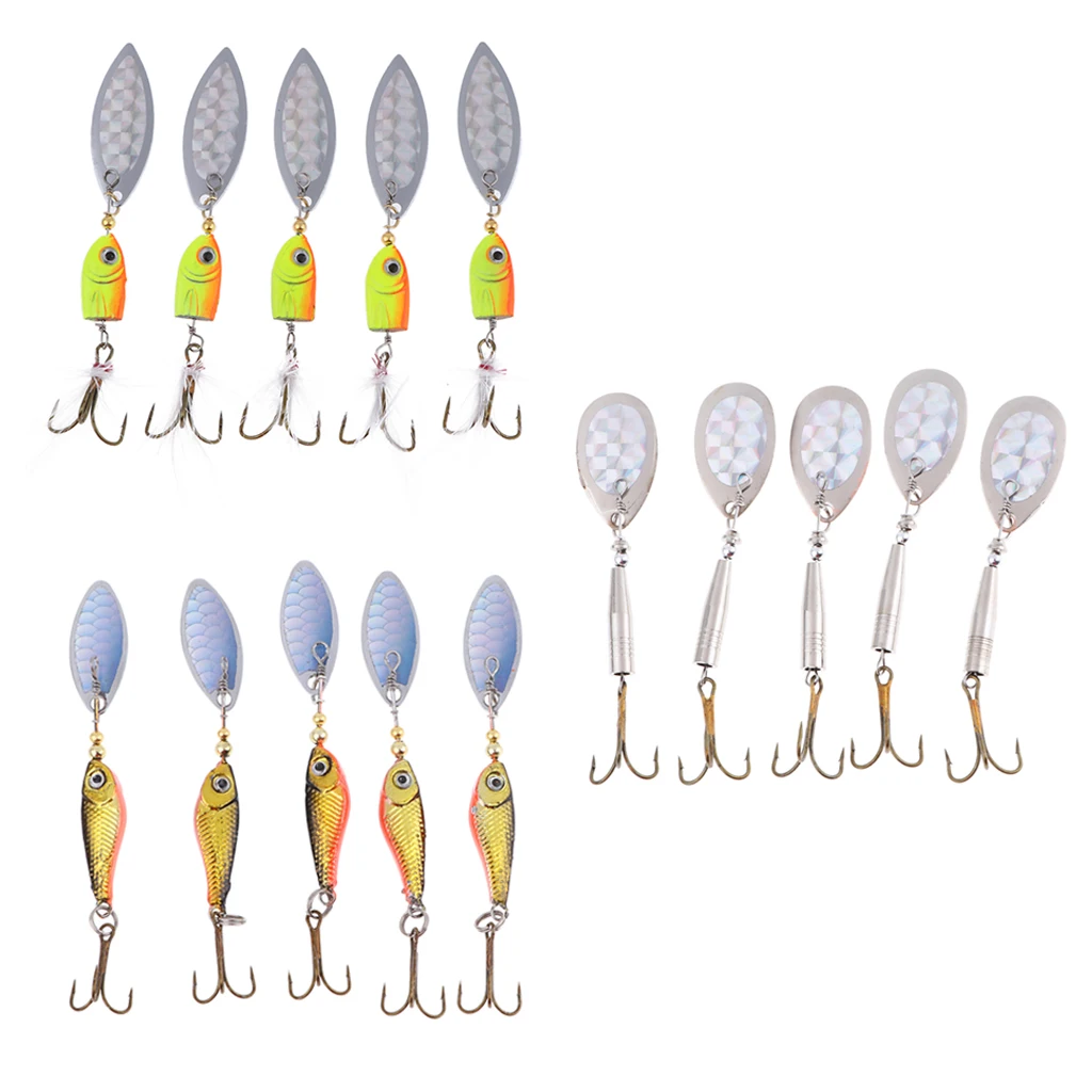 5pcs Fishing Lure Spinnerbait, Bass Trout Salmon Hard Metal Spinner Baits Kit Fishing Tackles