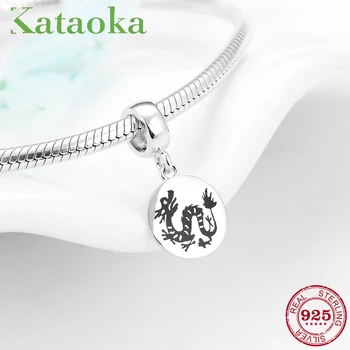 

New 925 Sterling Silver 12 Chinese Zodiac Oriental dragon Charms For jewelry making Fit Original Kataoka Charm Bracelet