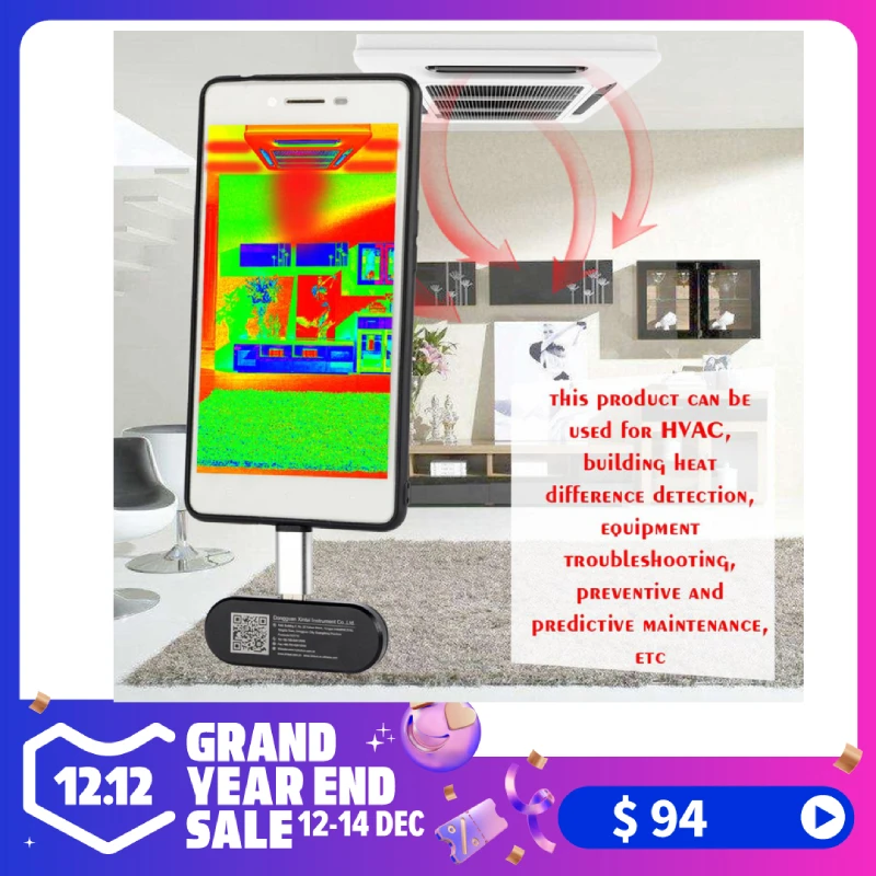  Multifunction Phone Thermometer Handheld Detection Mobile Phone Infrared Black High Thermal Imager 