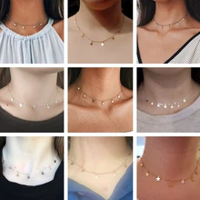 Звезда ожерелье женщин Колье Золото луна ожерелье s подвеска в области ключицы колье Femme цепь ожерелье де мода Ювелирные изделия Подарки