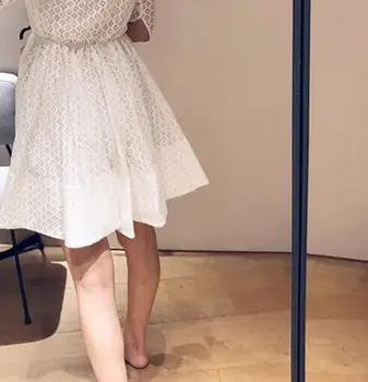 

Women's Hollow Out Wild V-neck Two Pieces Set Long Sleeve Mini Dress