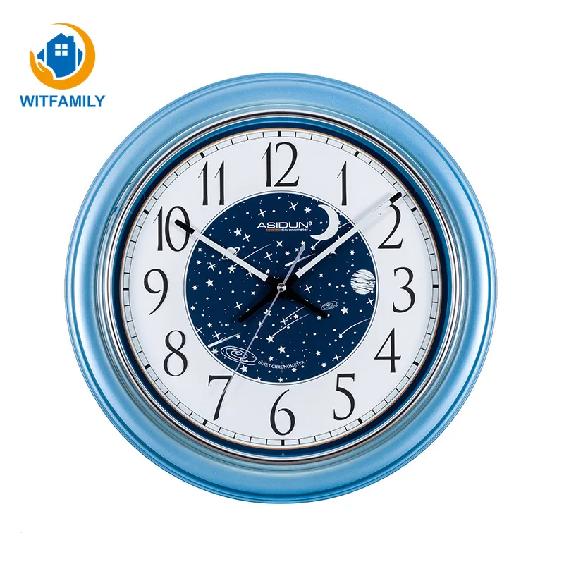 

Living Room Bedroom Modern Minimalist Fashion Round Mute Quartz Clock Creative Blue Star River Wall Clock Wall Decoration