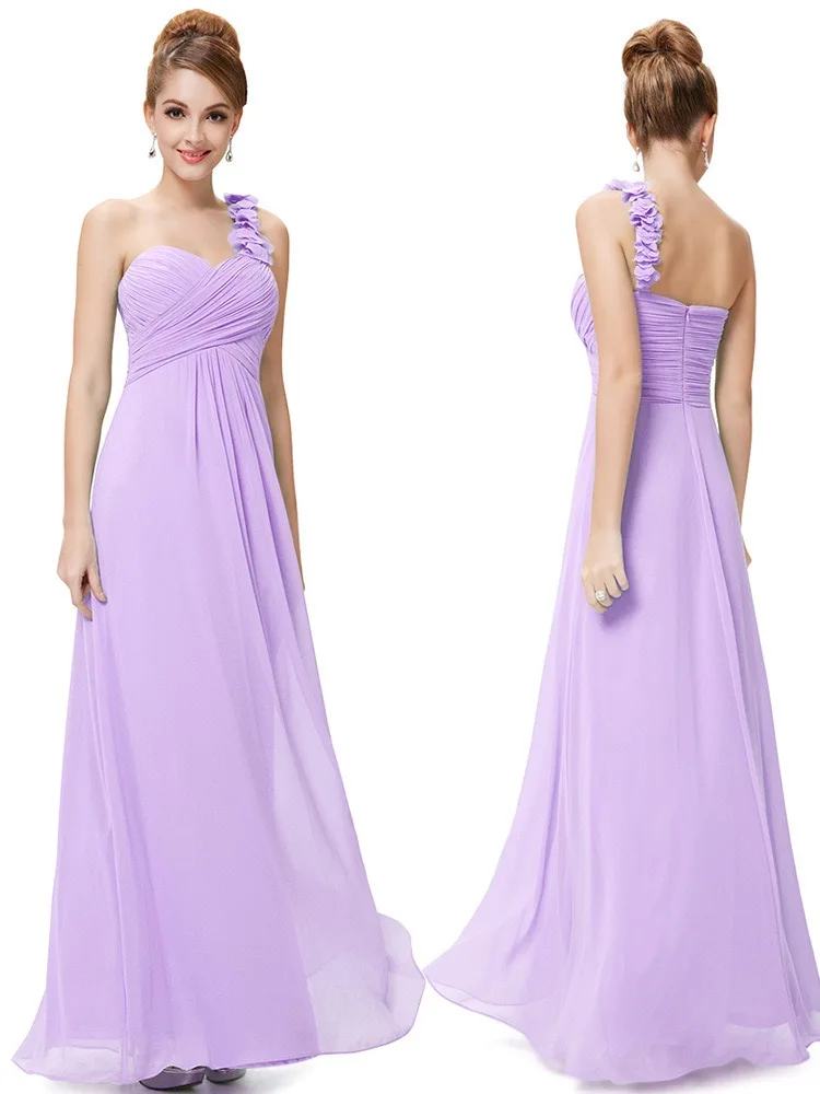 New Elegant Bridesmaid Dress One Shoulder A line Elegant Chiffon Prom