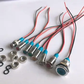 8mm led 금속 표시 등 방수 ip67 경고 표시 등 신호 램프 3 v 5/6 v 9 v 12 v 24 v 220 v