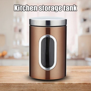 

Cylindrical Kitchen Stainlees Steel Storage Tank with a Visible Can Body Household 66CY
