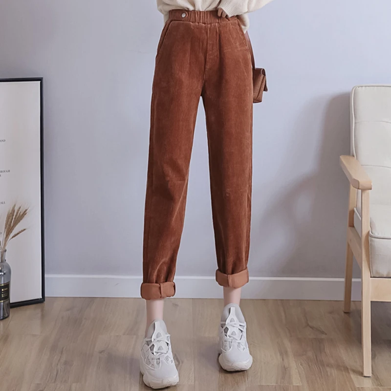 

Xl 5xl New Autumn Big Size Radish Women Pants Loose Harem Pants High Waist Casual Corduroy Trousers Female Formal Pants
