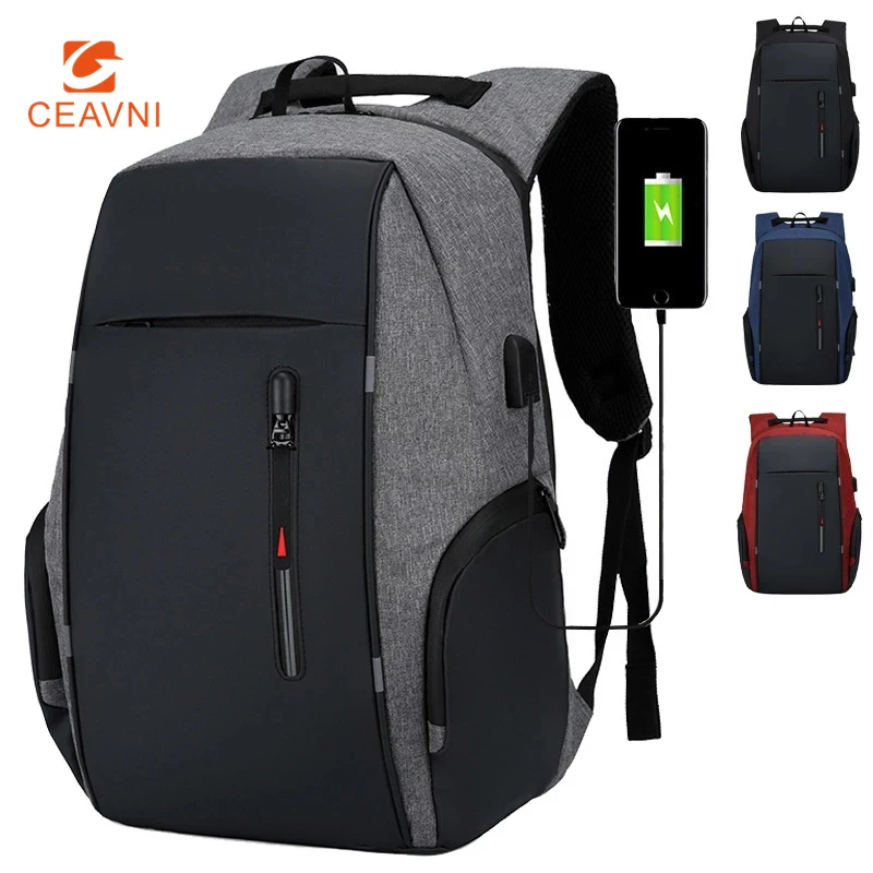 CEAVNI-Mochila impermeable con carga USB para hombre, bolsa de negocios informal Oxford para ordenador portátil de 15,6 pulgadas