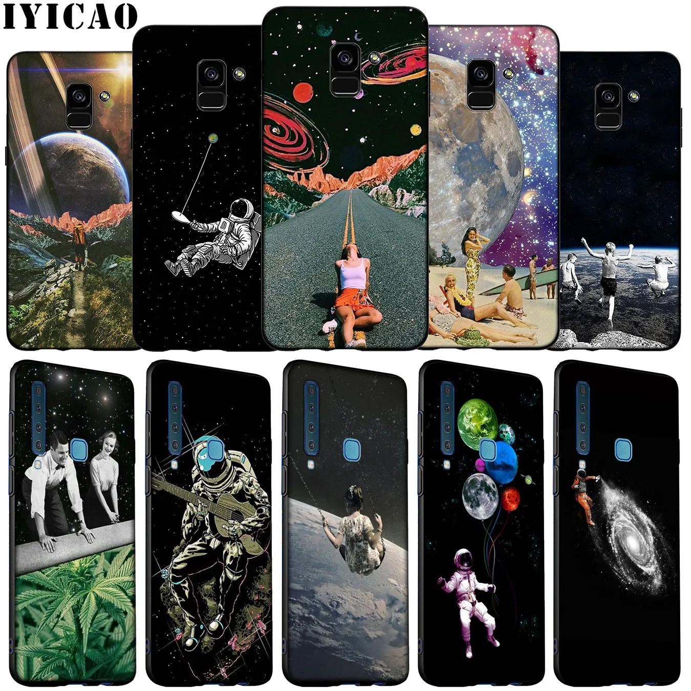IYICAO Surreal abstract space Collages Soft Silicone Case for Samsung Galaxy A6 A9 A8 A7 2018 A3 A5 Note 9 8 10 Plus 20 Ultra | Мобильные