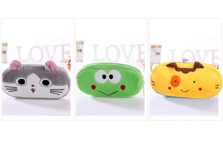 FUDEAM Soft Plush Cartoon Women Long Coin Purse Cute Zipper Girl School Stationery Pencil Case Usb Cable Storage Bag Key Wallet
