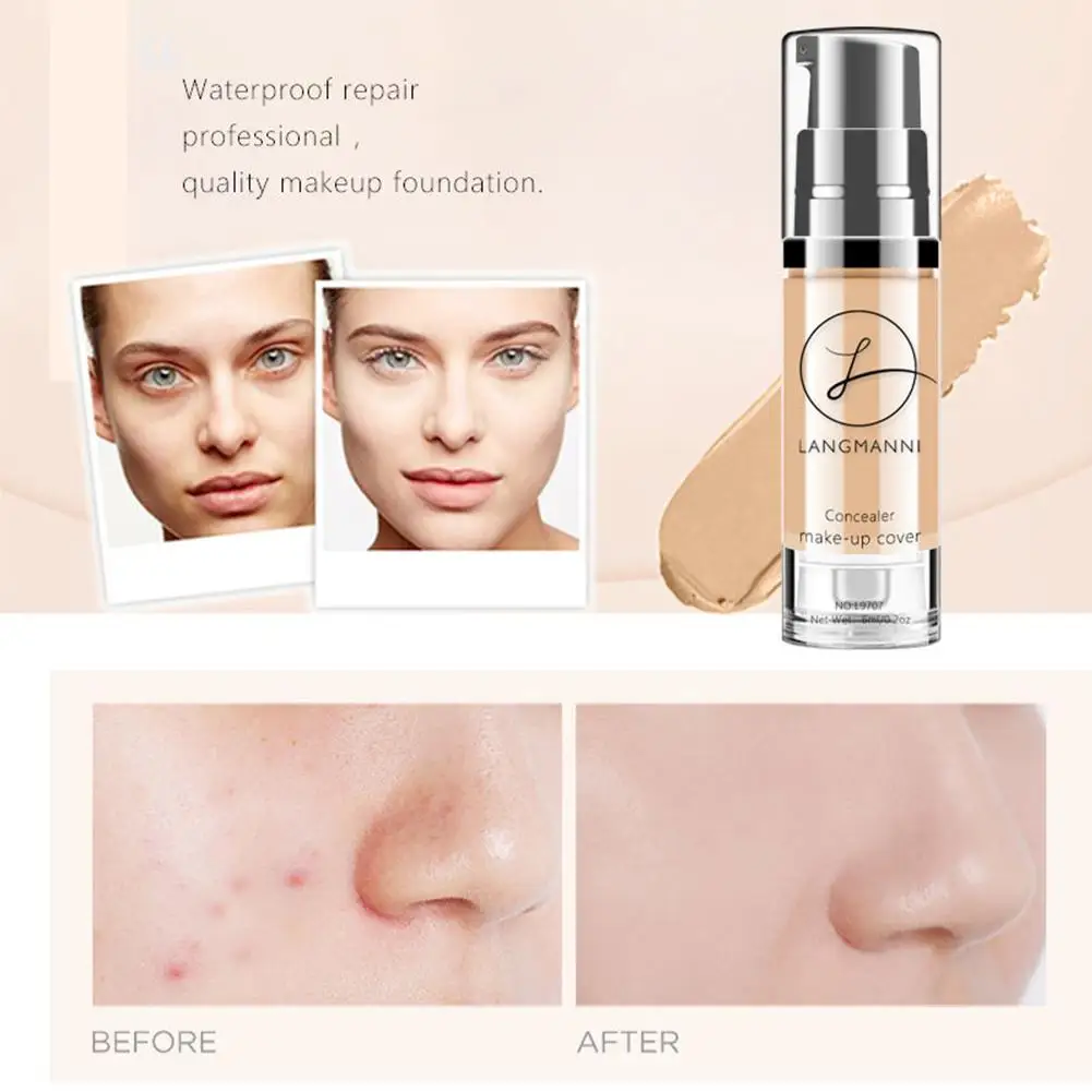 Langmanni Liquid Foundation Concealer Brightening Skin Color Waterproof No Melting Makeup BB Cream Beauty Cosmetics Hot Sale