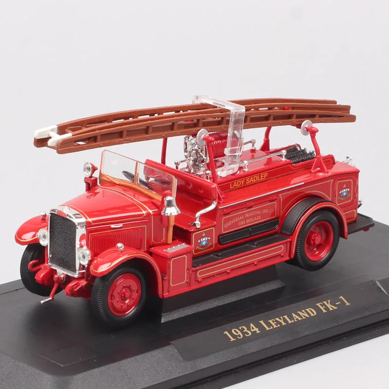 1/43 Scale Road Signature Classic Old UK 1934 British Leyland FK-1 Ladder Fire Truck Lorry ENGINE Car Toy Model Diecast Vehicles 1 43 scale classics retro germany 1961 magirus deutz mercur tlf 16 fire engine lorry truck diecasts