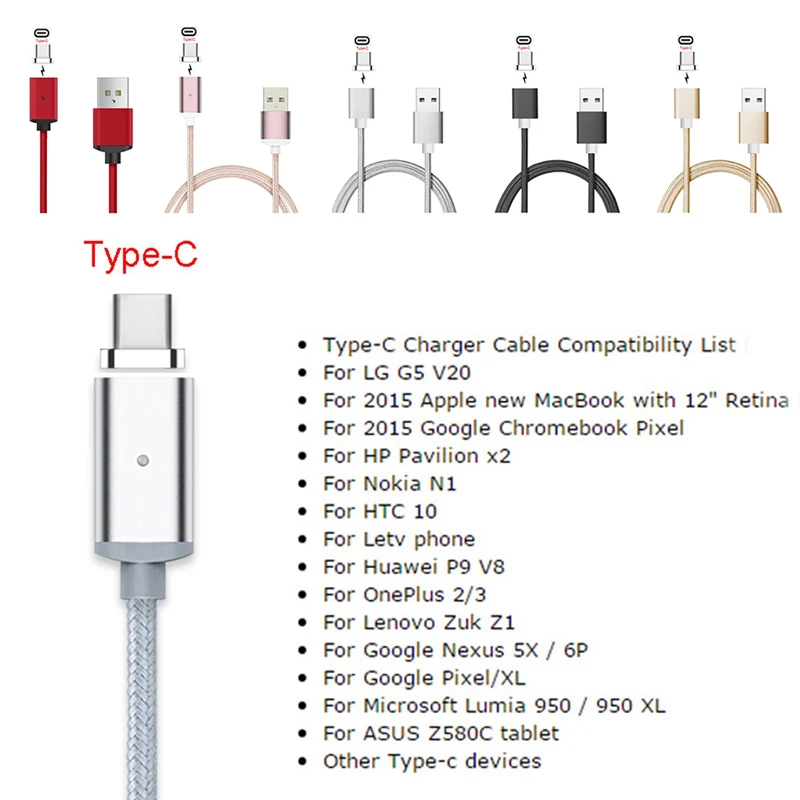 Плетеный Магнитный Кабель зарядного устройства микро-usb для samsung LG G5/V20 huawei P9