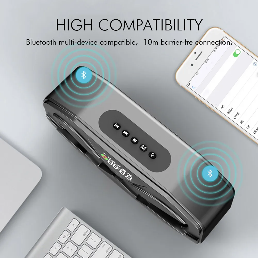 Bluetooth Колонка M5 Беспроводная со светодиодной подсветкой и FM радио|Портативные