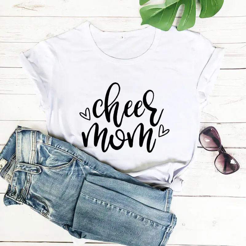 

Cheer Mom funny women t shirt new arrival 100%cotton casual funny t shirt mother's day gift mom lift shirt