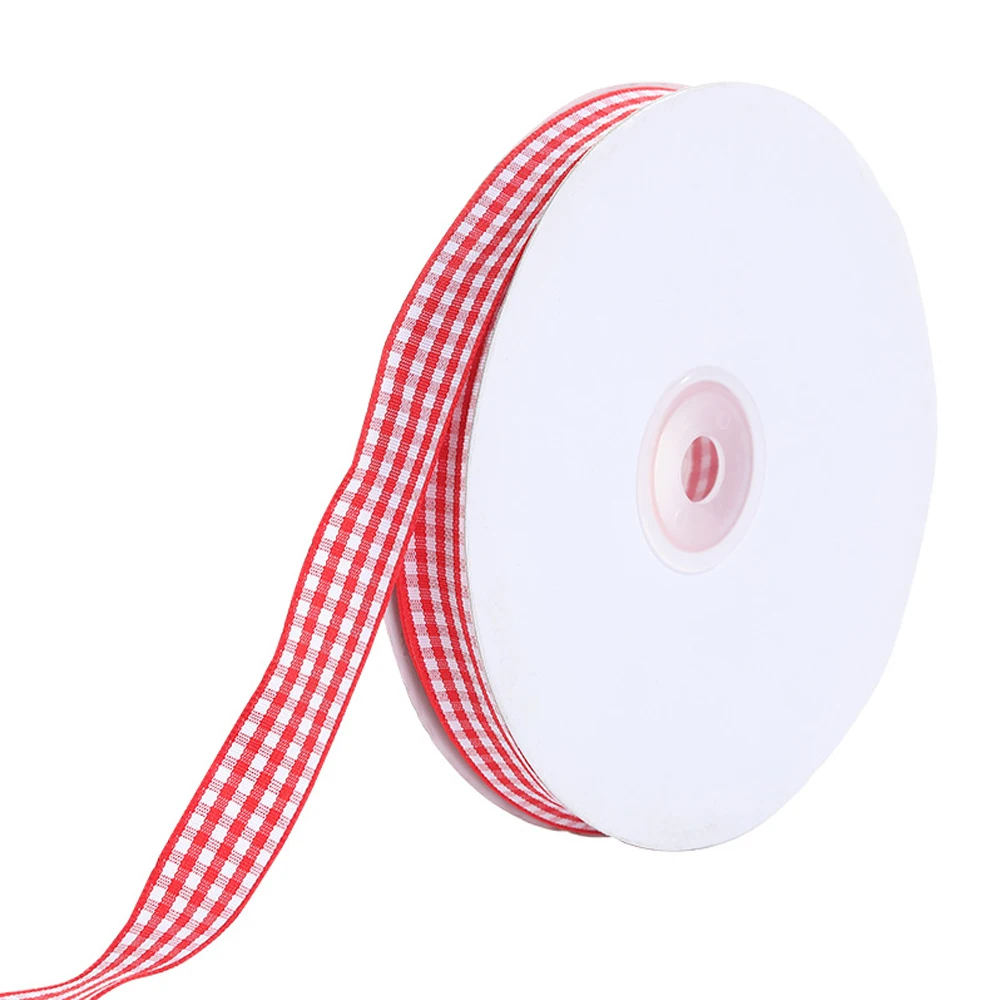 Red Gingham Ribbon 9 Yards/Roll 15mm 25mm Lattice Plaid Printed Ribbons for Hair Accessories Craft and Christmas Gift Wrapping