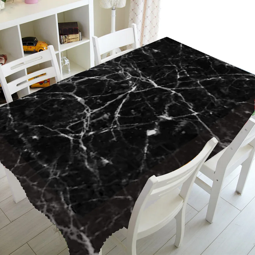 Nordic Black White Marble Home Table Decoration Marble Table Cloth Waterproof Rectangle Square
