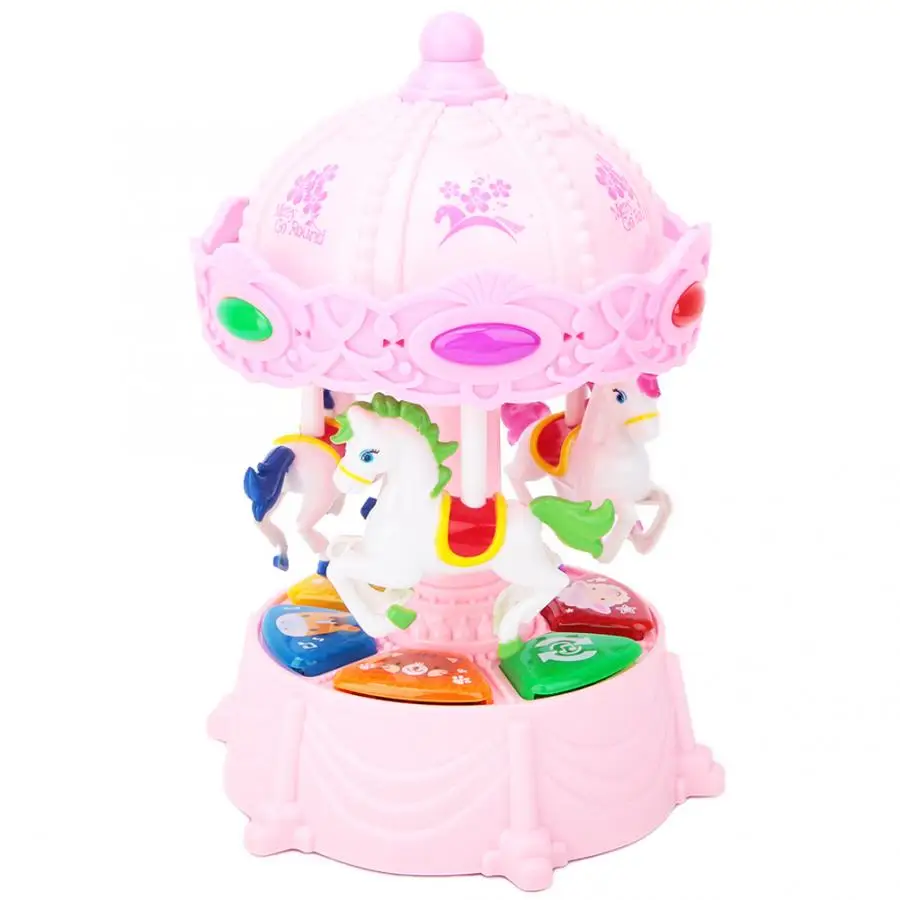 Merry-go-round music boxes Geometric Music baby room decoration Gifts Unisex Wooden Christmas Horse Carousel Box home decor