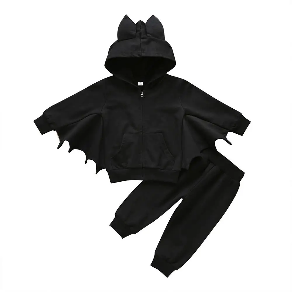 

American and European autumn Halloween children's bat Costume Black children's long-sleeved trousers cotton two-piece suit 35