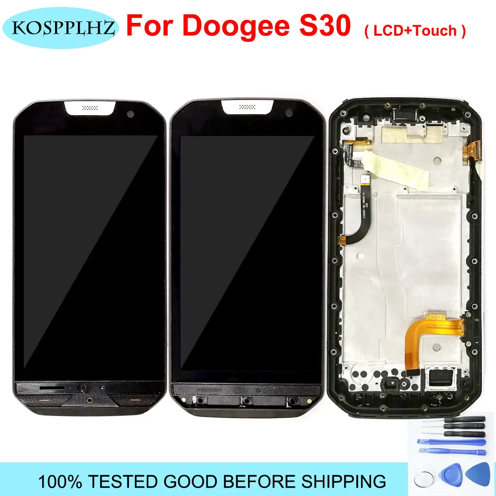 

Original Used For 5.0" Doogee S30 LCD Display + Touch Screen Digitizer Sensor Assembly With Frame + Free Tools