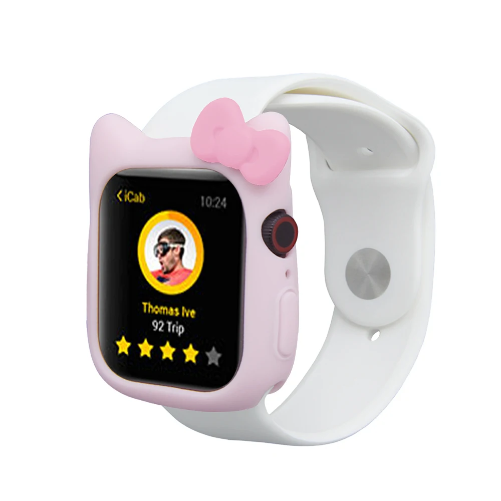 UEBN часы Hello Kitty чехол силиконовый мягкий чехол для iWatch серии 4 чехол для Apple Watch 40 мм 44 мм милый чехол с ушками Kitty
