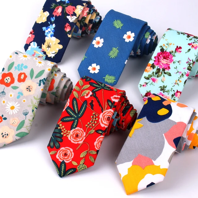 Nowe w kwiatki krawat dla mężczyzn kobiety cienka bawełna krawat na wesele Casual męskie krawaty klasyczne garnitury kwiat wydruku krawat s Cravat