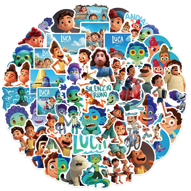 Disney-juego de pegatinas de Graffiti de Anime Luca Pixar para ordenador  portátil, monopatín, bicicleta, casco, equipaje, motocicleta, calcomanía  impermeable, juguete, 10/50 piezas - AliExpress