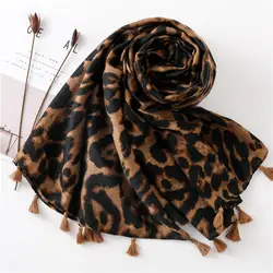 VISNXGI зимний шарф мусульманский шарф женский шарф с леопардовым принтом вязаный весенне-зимний женский Теплые шали Шея бандана Пашмина
