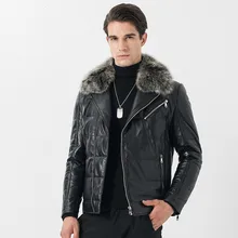 Мужская куртка из натуральной кожи, натуральная овчина, кожаные пальто, мужская куртка с воротником из лисьего меха, пуховое пальто, Jaqueta De Couro X003 YY473