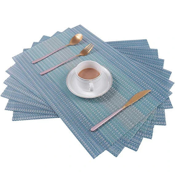 Placemat Sets of 8 Crossweave Woven Vinyl Heat Stain Resistant Washable PVC Table Mats Non-Slip Washable Coffee Mats Kitchen Tablemats for Dining Table Silver-Gray Placemat Sets of 8 Crossweave Woven Vinyl Heat Stain Resistant Washable PVC Table Mats Non-Slip Washable Coffee Mats Kitchen Tablemats for Dining Table Silver-Gray