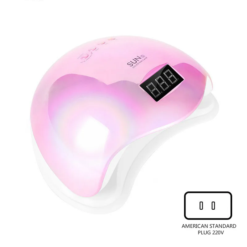 PINK-220V-AMERICAN 48 Вт Профессиональный светильник для ногтей сушилка 3 цвета 180 градусов без мертвого угла облучения выпечки сухой УФ фототерапия Клей Сушилка для ногтей - Цвет: PINK-220V-AMERICAN