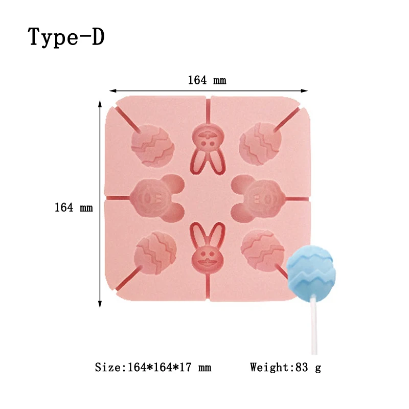 4 типа формы для леденцов, розовые силиконовые формы, Мультяшные леденцы, шоколадные конфеты, формы для украшения торта, кондитерские изделия, выпечка - Цвет: Type-D
