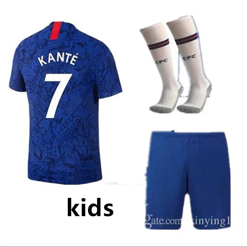 Детский комплект+ носки 19, 20, трикотажные изделия Челси HAZARD KANTE home Out, футбольные футболки PULISIC, HUDSON-ODOI, HIGUAIN, рубашка Челси - Цвет: kids