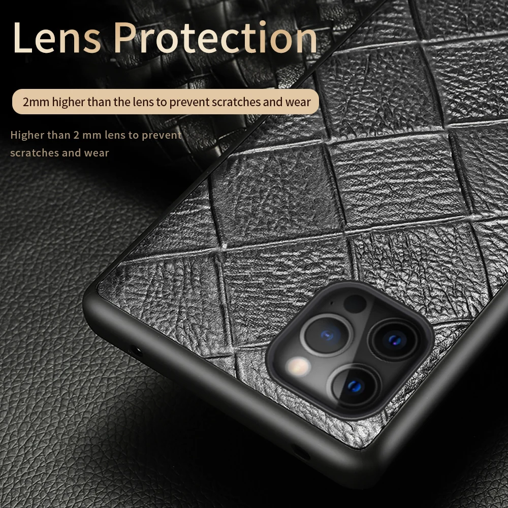LANGSIDI Leather case For Iphone 12 pro max 11 Square embossing back cover For iphone 12 pro 12 max xr xs max 7 8 plus fundas