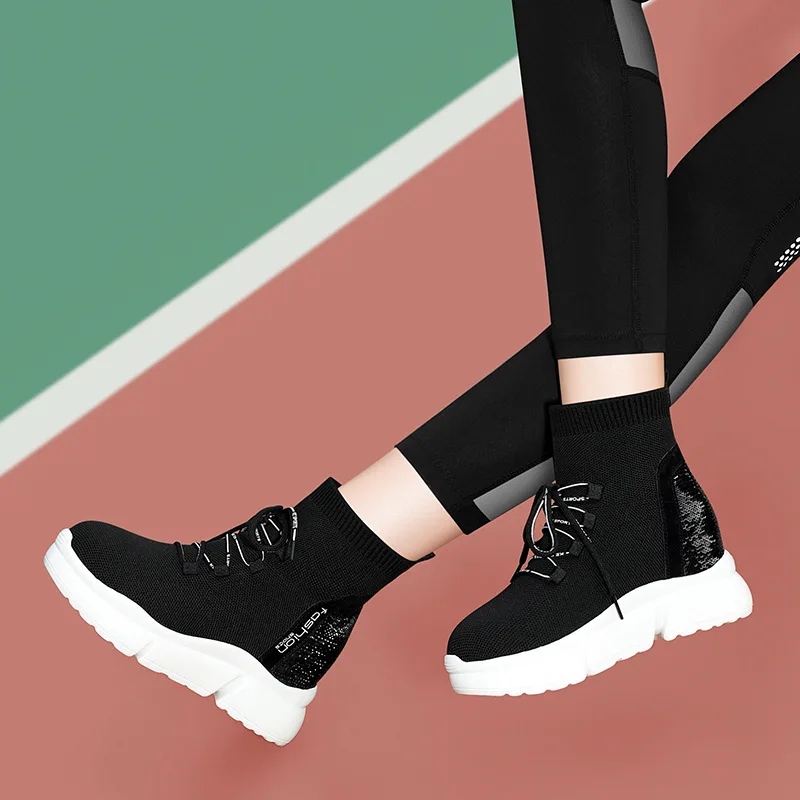

Fashion & Sports WOMEN'S Shoes round Flat High Shoes Lace-up Athletic Shoes Waterproof Platform WOMEN'S Shoes Centennial 1903