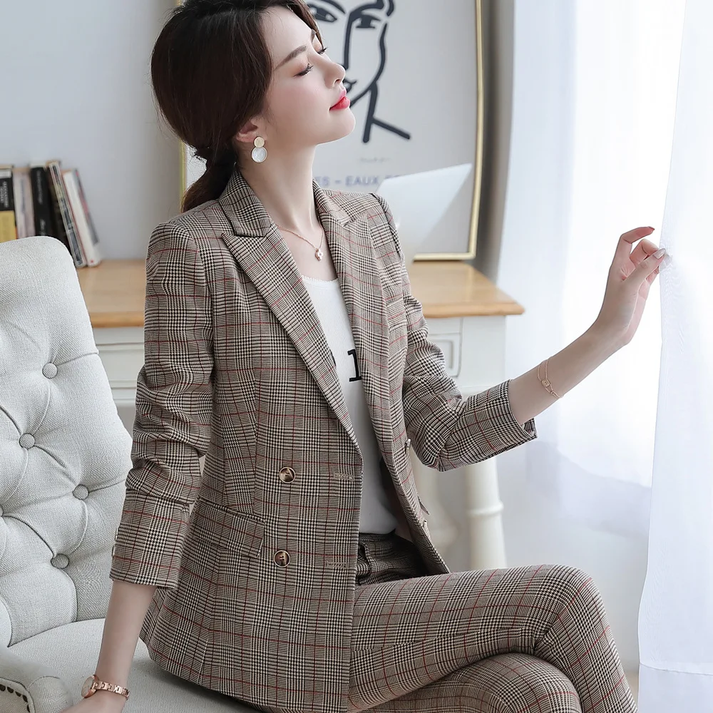 Женский костюм офисный комплект со штанами из 2 предметов куртка с длинными