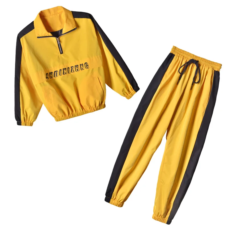 Yellow 2pcs Suit Танцевальный костюм в стиле хип-хоп; детская одежда для джазовых танцев; топы; штаны в стиле хип-хоп с блестками; сценический костюм для мальчиков; одежда для сцены и уличных танцев - Цвет: Yellow 2pcs Suit