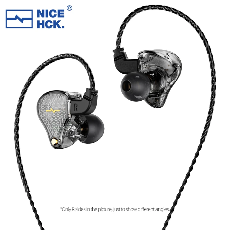 NiceHCK DB1 HIFI 음악 이어폰 10mm 다이나믹 드라이버 DJ 러닝 스포츠 IEM Audiophile 이어 버드 스튜디오 이어 플러그 2Pin 분리형