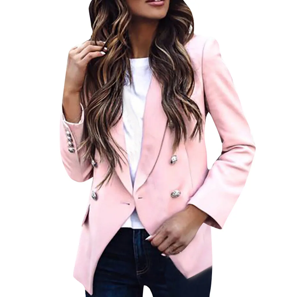 Women Short Blazer Jacket Autumn Long Sleeve Suits Button Feminino Double Breasted Blazer Coats Ladies Clothing Streetwear