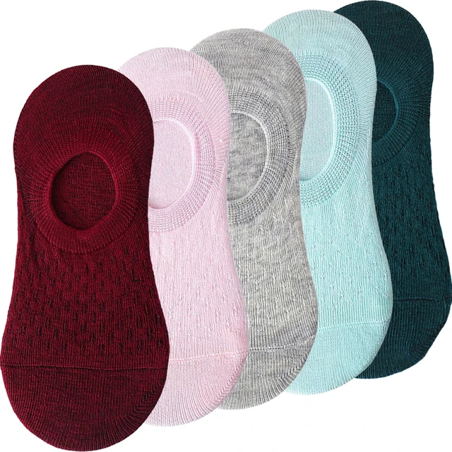 10 pieces = 5 pairs Women Invisible Solid Color Socks Slippers Ladies Polyester Cotton Non-slip Silicone Ankle Socks skarpetki 5 pairs 03