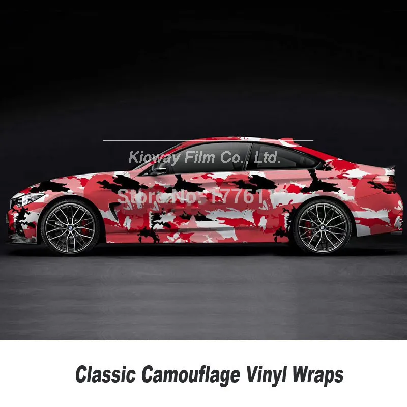 Cheap Auto Styling Rode Camo Vinyl Wrap 5/10/15/20/25/30 M Camouflage Vinyl film Lucht Afvoer Voor Voertuig Auto Body Wraps