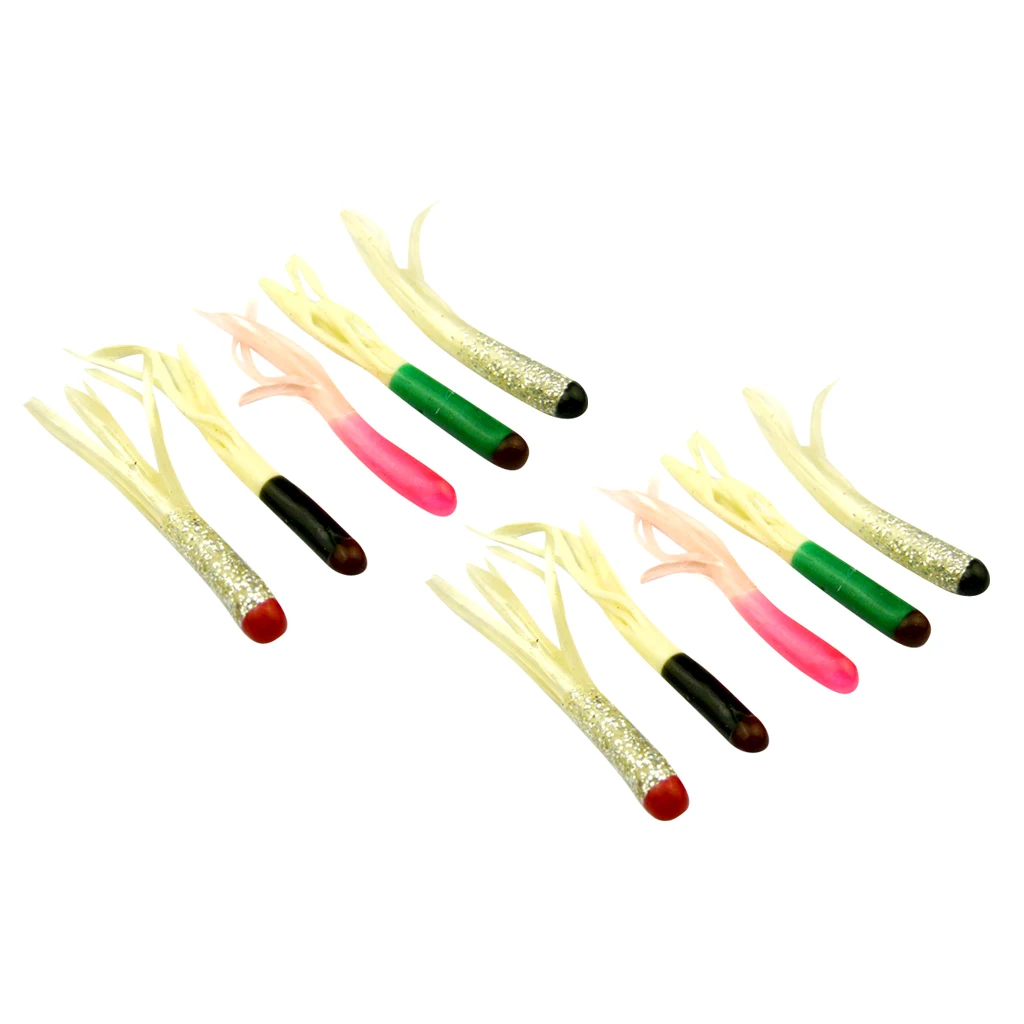 10pcs 2inch Sleeve Fish Squid Skirts Lures Soft Fishing Baits Mixed