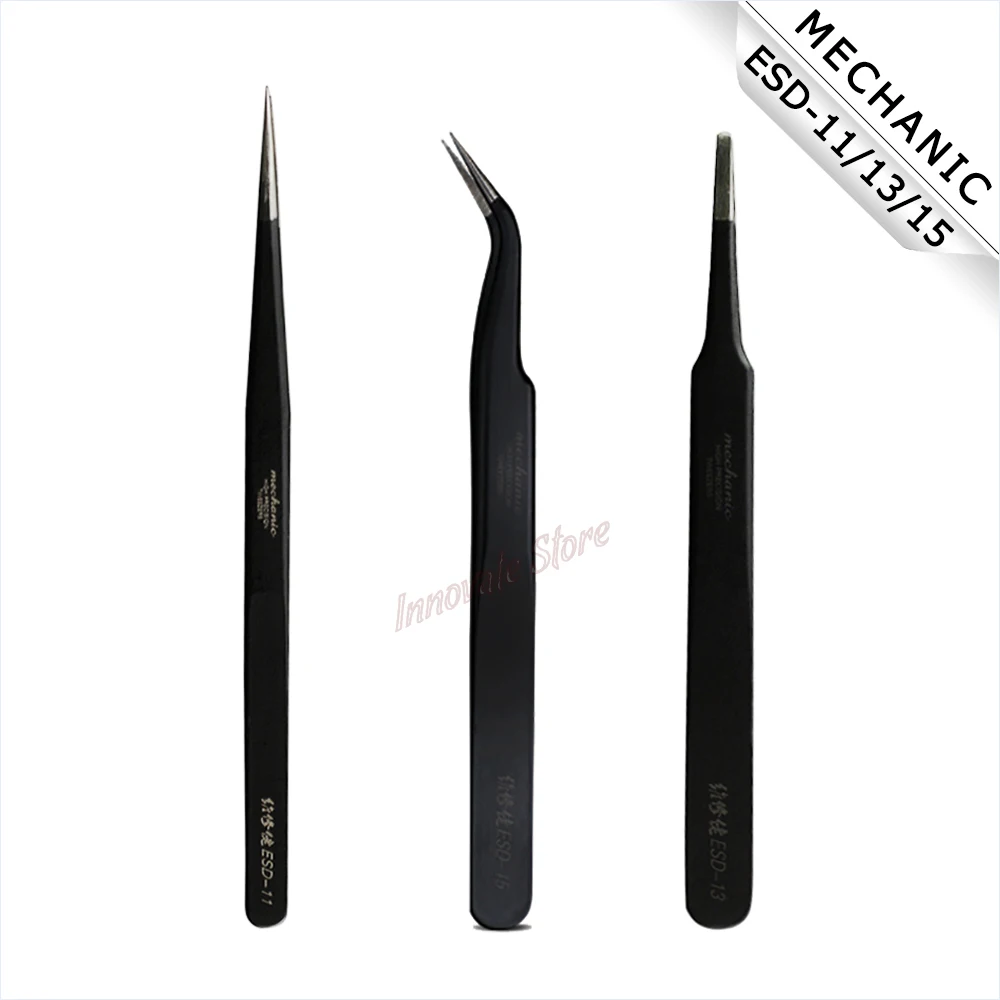 Curved Flat Tweezers Electronics Flat Head Mechanic Industrial