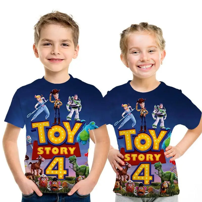 Популярный аниме История игрушек 3D estampado Nio moda nios desgaste amaderado Cool abrigo camiseta Buzz Lightyear nios ropacortamanga