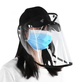 

Windproof Dustproof Black Cotton Hat Detachable Anti-Saliva TPU Transparent Protection Face Shield Protective