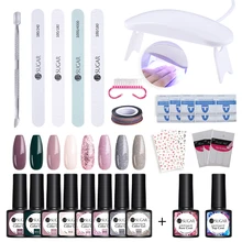 Ur Sugar набор для ногтей УФ светодиодный светильник Сушилка с 4/8 шт. лак для ногтей Гель-лак для ногтей, база, верх, покрытие для ногтей комплект био-Гели Soak Off Маникюр насадки для инструментов