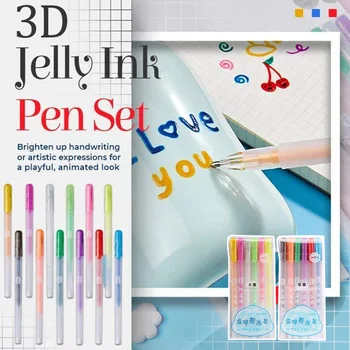 

6/12Pcs 3D Glossy Jelly Ink Pen Waterproof Fade-proof for DIY Album Card Scrapbooks Writing Drawing NK-Shopping