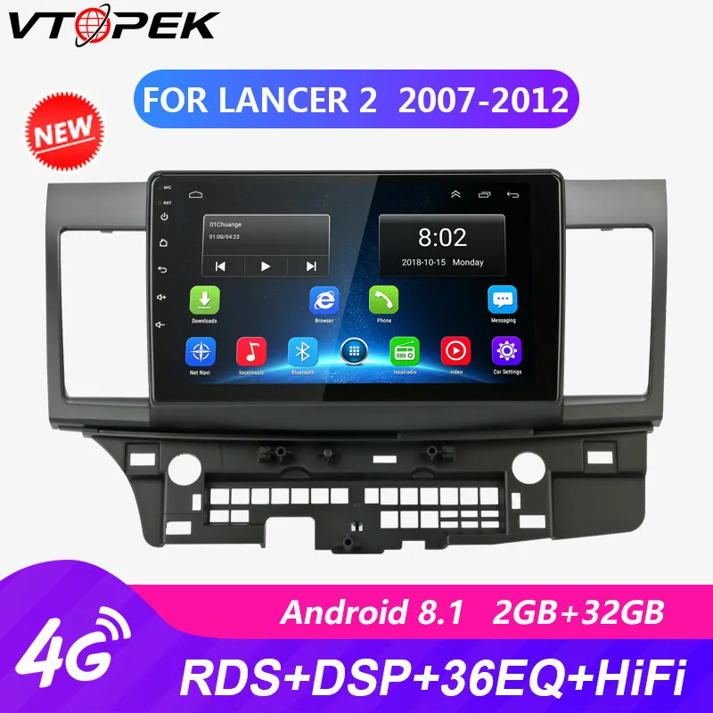 

Vtopek 9" RDS RDS 4G Wifi Android Autoradio Car Radio 2 Din Touch Screen GPS Player for Mitsubishi Lancer 2 2007-2012 with Frame